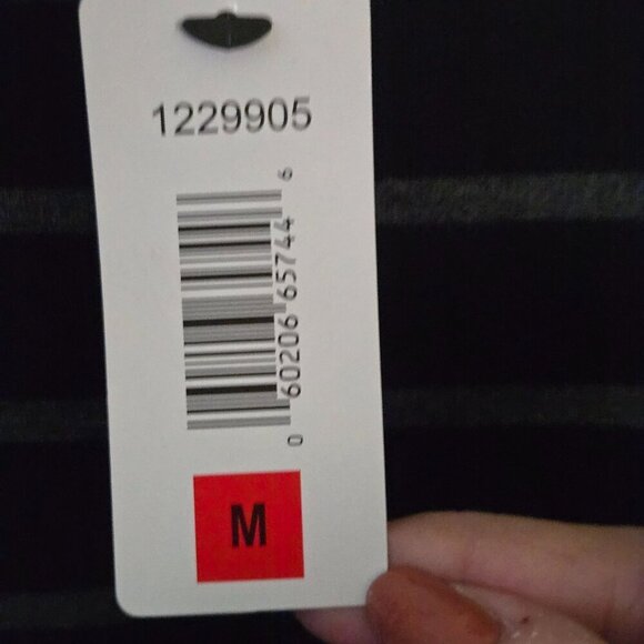 Hilary Radley NWT Black Gray Striped Stretch Knit Sheath Dress Size M - Picture 7 of 9